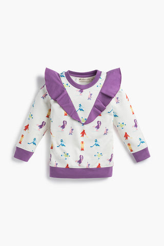 SALE - Ruffle Crewneck Sweatshirt_Colorful Ice Skaters
