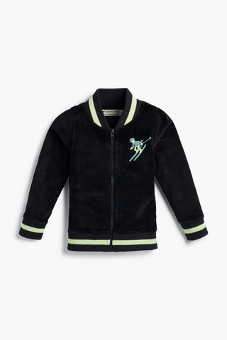 Velour Zip Bomber Jacket_Skier on Black