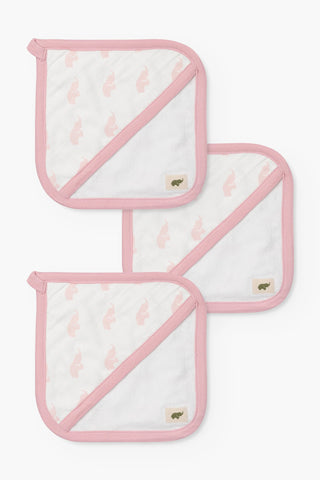 3-Pack Organic Washcloths_Pink Elephant