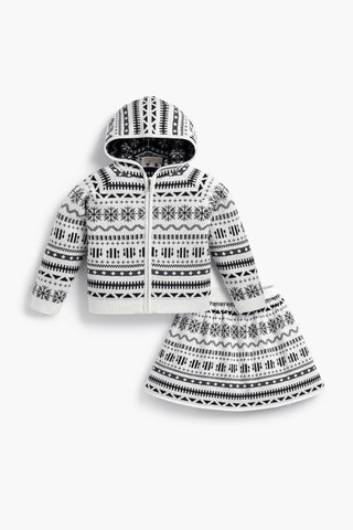 Zip-Up Cardigan + Skirt Set_Apres Ski Fair Isle