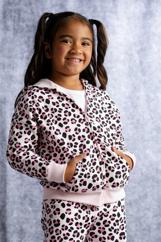 Sporty Zip Hoodie_Pink Leopard
