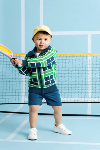 Zip-Up Sweater_Tennis Court Plaid