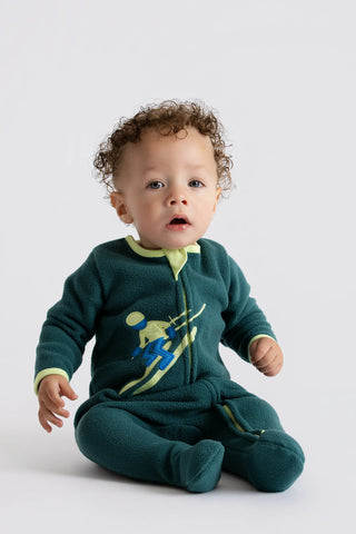 Fleece Zipper One-Piece_Dark Green Ski