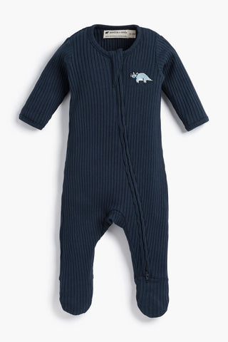 Ribbed Cotton Zipper One-Piece_Tiny Blue Dino Delight