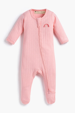 Pointelle Zipper One-Piece_Light Pink Rainbow