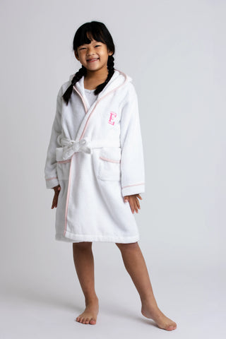 Terry Bathrobe_White + Pink