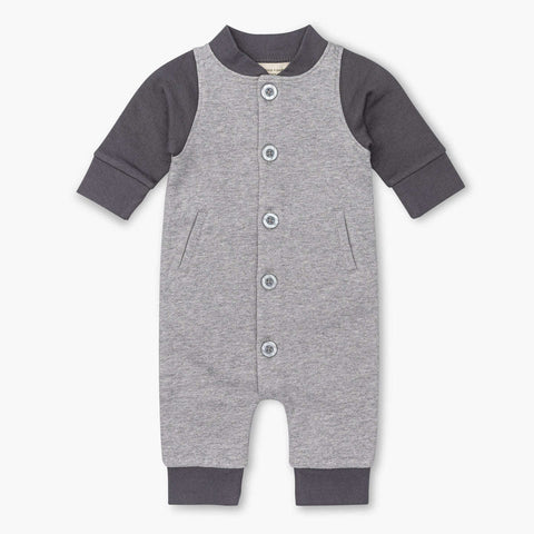 SALE - Varsity Jacket Romper_Charcoal + Heather Grey