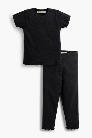 Ribbed Tee + Leggings Set_Black Heather