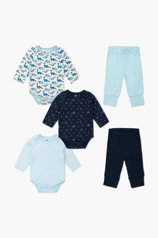 Bundle Item - 3-Pack Long Sleeve Bodysuits_Tiny Blue Dino Delight